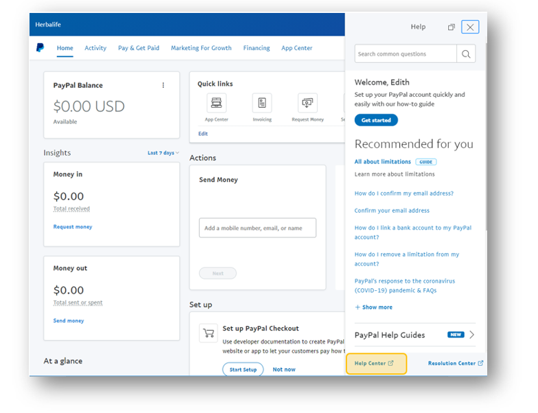 PayPal - Using the PayPal Help Center